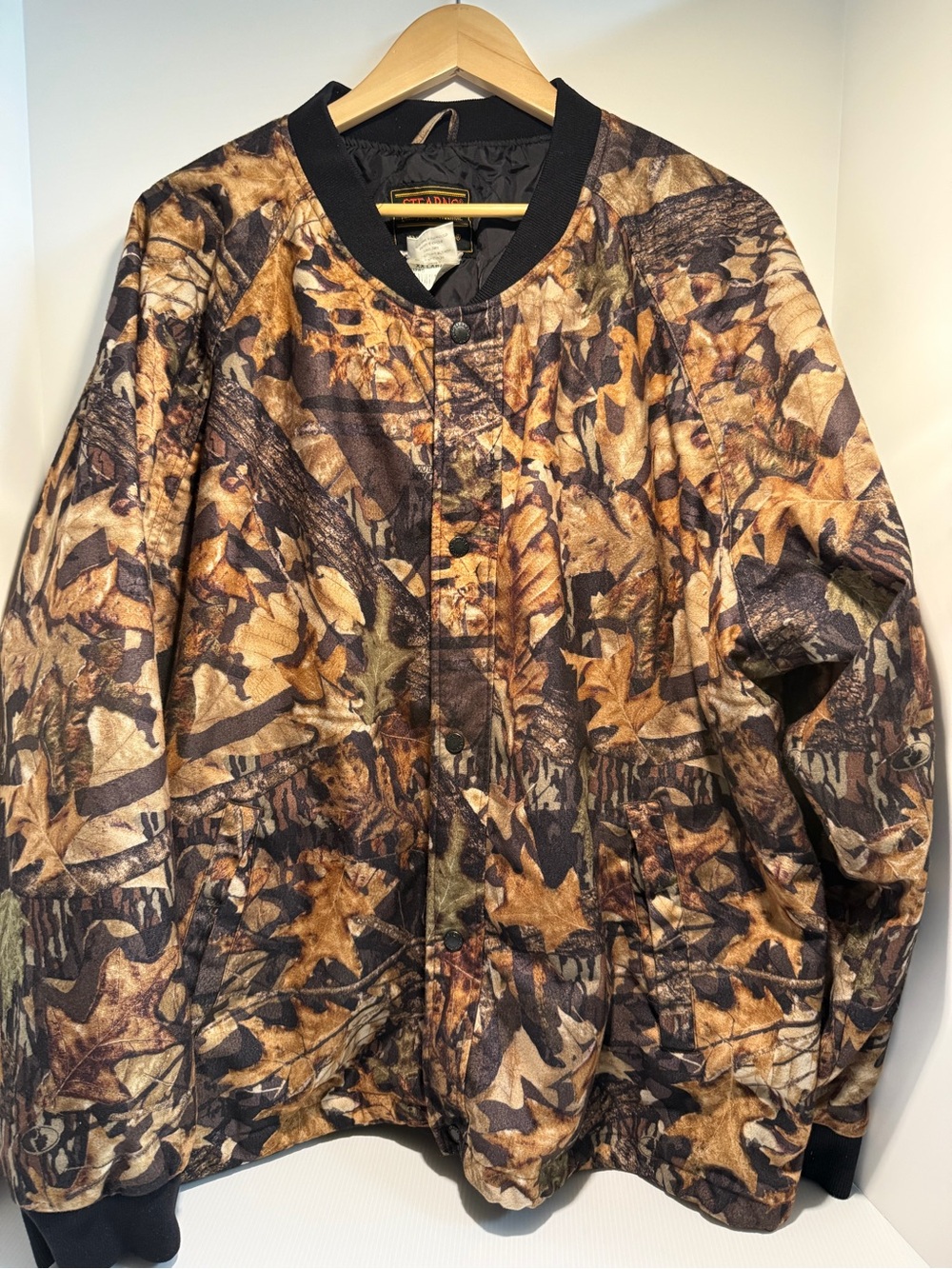 Men's Camo Quilted Jacket - Brown Leaf Print